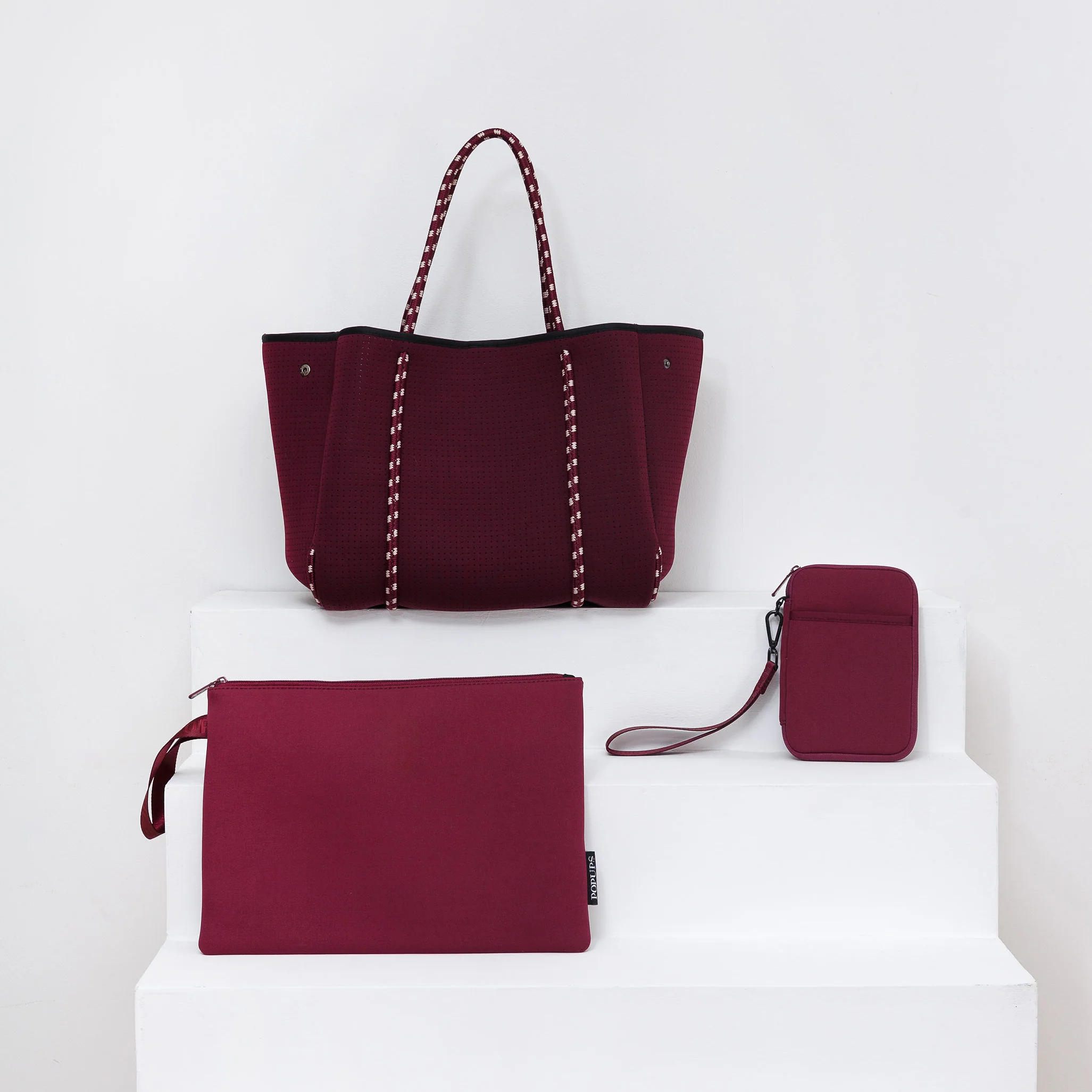 BERRY TRAVEL SET: EVERYDAY TOTE + LAPTOP SLEEVE + PASSPORT WALLET
