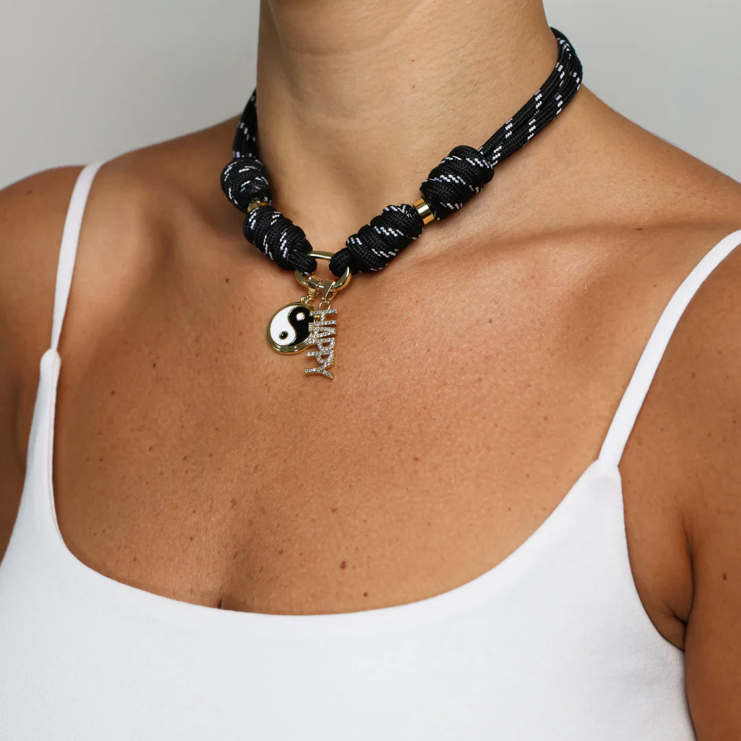 POP UPS X HANNAH B BOAT ROPE BLACK NECKLACE WITH HAPPY YIN-YANG - Image 5