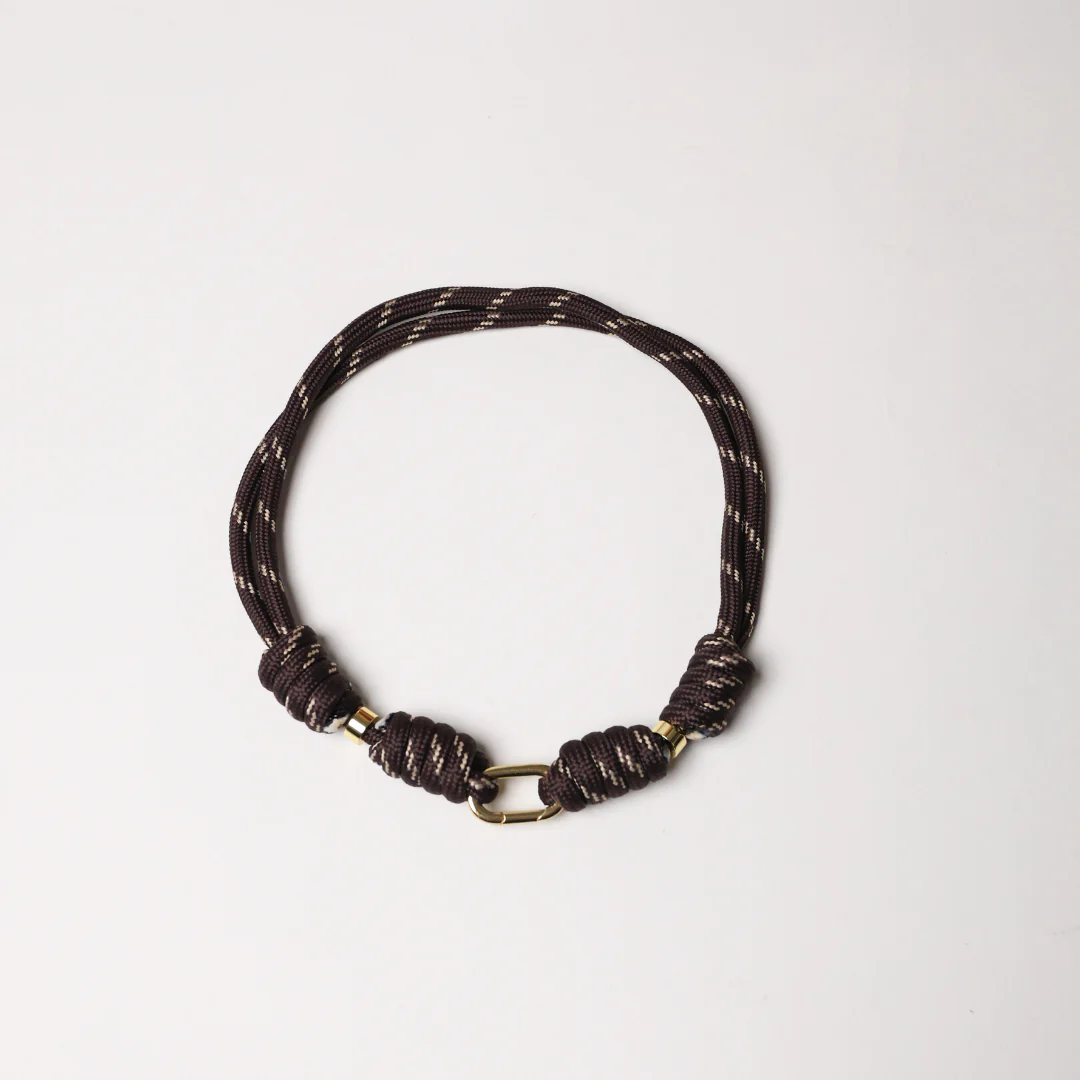 POP UPS X HANNAH B BOAT ROPE CHOCOLATE NECKLACE WITH PAVE INITIAL